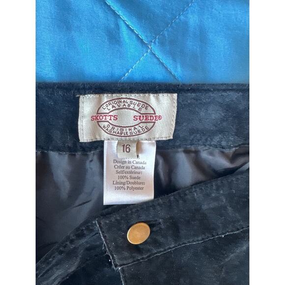 Skotts Pants Women’s 16 Black Suede Deadstock 100% Leather Pocketless 36x33 - Picture 4 of 7